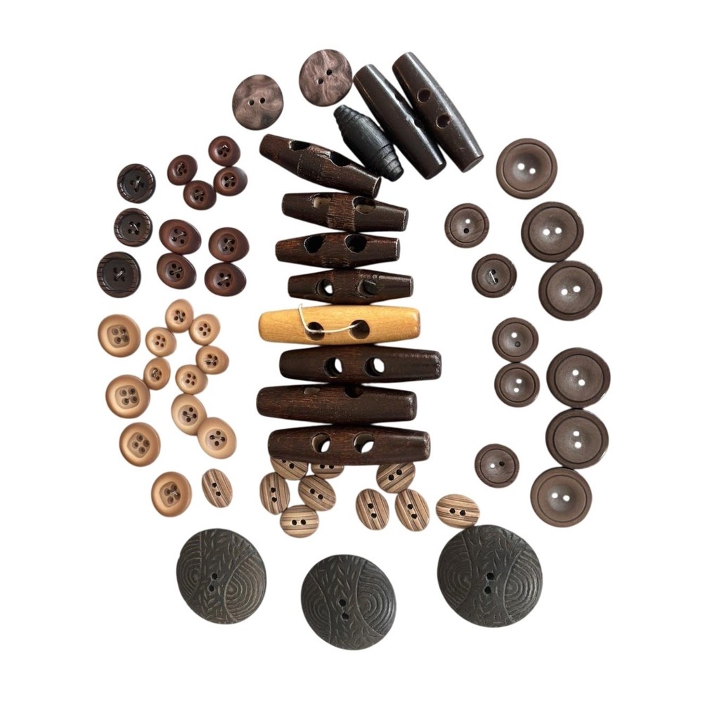 Wooden Buttons + Toggles‎ Bundle -New / Vintage 2 Hole + 4 Hole - Haberdashery